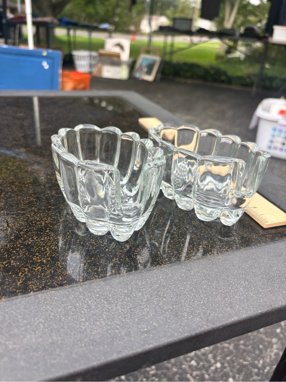 Clear Glass Scalloped Votive Candle Holders - Set of 2